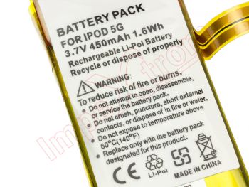 Batería genérica para iPod Photo 5G 30GB - 450mAh / 3.7V / 1.7Wh / Li-ion